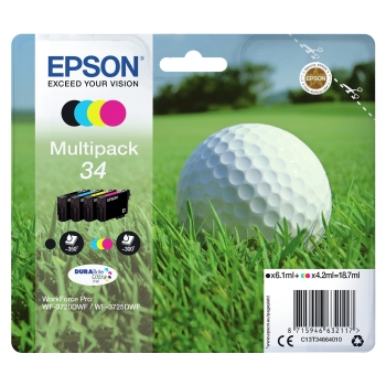 Preview: Epson Tinte 34 4er-Pack black + color T3466