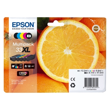 Preview: Epson Tinte 33XL C13T33574011 5er Multipack (BKMCY/Schwarz Foto) bis zu 650 Seiten
