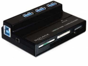 DELOCK Card Reader USB3.0 -> 60in1 +3 Port USB3.0 HUB extern