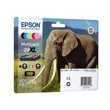 Epson Tinte 24XL C13T24384011 6er Multipack (BKMCY/Hellmagenta/Hellcyan) bis zu 740 Seiten