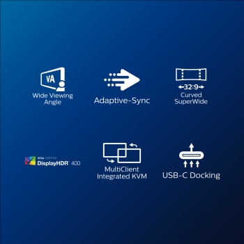 Preview: Philips 124.0cm(48.8) 499P9H 32:09 2xHDMI+DP+USB-C WebCam
