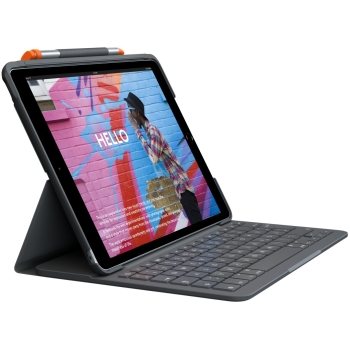 Preview: Logitech Slim Folio Bluetooth Tastatur und Schutzhülle iPad 7./8. Generation grey QWERTZ DE
