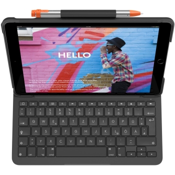Preview: Logitech Slim Folio Bluetooth Tastatur und Schutzhülle iPad 7./8. Generation grey QWERTZ DE