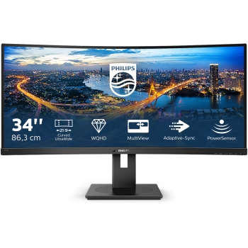 Preview: 86.4cm/34'' (3440x1440) Philips B-Line 345B1C Curved 5ms 21:9 USB 2xHDMI DisplayPort VESA Speaker WQHD Black