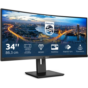 Preview: 86.4cm/34'' (3440x1440) Philips B-Line 345B1C Curved 5ms 21:9 USB 2xHDMI DisplayPort VESA Speaker WQHD Black