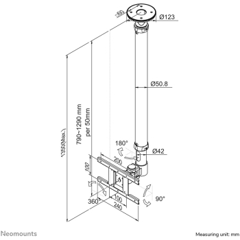 Preview: Neomounts Deckenhalterung für Flachbildschirme/Fernseher bis 30 (76 cm) 12KG FPMA-C100WHITE
