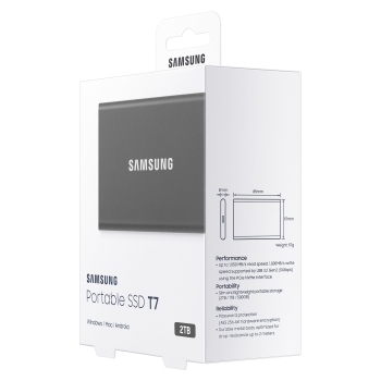 Preview: 2TB Samsung Portable T7 USB 3.2 Gen2 Titan Gray retail
