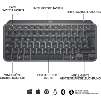 Preview: Logitech MX Keys Mini - Tastatur Hintergrundbeleuchtung QWERTZ DE