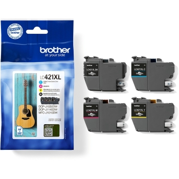 Preview: Brother 4-pack of Black Cyan Magenta and Yellow 500-page high capacity ink cartridges for DCP-J1050DW MFC-J1010DW and DCP-J11