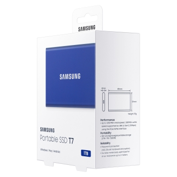 Preview: 1TB Samsung Portable T7 USB 3.2 Gen2 Blue retail