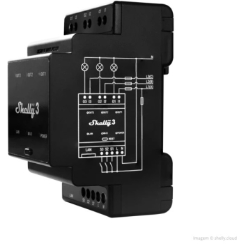 Preview: Shelly Relais Pro 3 WLAN LAN 3x 16A 3 Kanäle 3 Phasen Max. 48A BT DIN-Rail