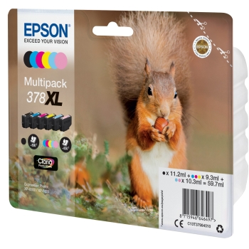 Preview: Epson Tinte 378XL C13T37984010 Multipack (BKMCY/Hellmagenta/Hellcyan) 6er bis zu 830 Seiten
