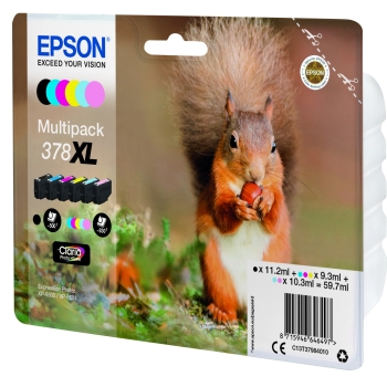 Preview: Epson Tinte 378XL C13T37984010 Multipack (BKMCY/Hellmagenta/Hellcyan) 6er bis zu 830 Seiten