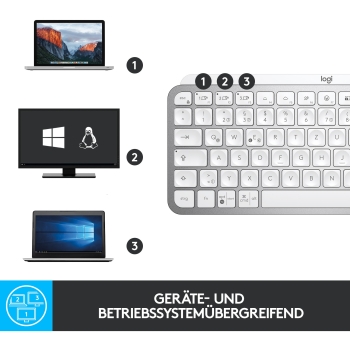 Preview: Logitech MX Keys Mini - Tastatur - Hintergrundbeleuchtung Pale Gray