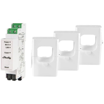 Shelly Relais Pro 3EM 400A WLAN LAN Stromzähler Inkl. 3 400A Klemmen Messfunktion BT DIN-Rail