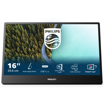 40.6cm/16 (1920x1080) Philips 16B1P3302D 16:9 FHD IPS Portable 4ms 75Hz 2xUSB-C Black