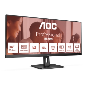 Preview: 86.4cm/34 (3440x1440) AOC U34E2M Wide Quad HD 100Hz DP 2xHDMI 4 ms Black