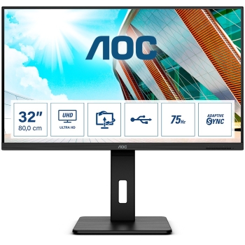 80cm/31.5 (3840x2160) AOC P2 U32P2 4K UHD LED 75Hz 4ms USB3.2 2xHDMI DP LS Pivot Black
