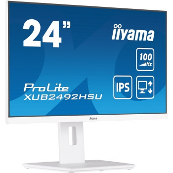 61cm/24 (1920x1080) iiyama ProLite XUB2492HSU-W6 16:9 FHD IPS 100Hz 0.4ms HDMI DP Pivot Speaker White