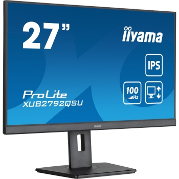 68.5cm/27 (2560x1440) iiyama ProLite XUB2792QSU-B6 16:9 WQHD IPS 100Hz 0.4ms HDMI DP USB Pivot Speaker Black