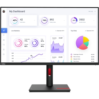80cm/31.5 (3840x2160) Lenovo ThinkVision T32p-30 16:9 4K IPS 4ms 60Hz HDMI DP USB-C Pivot Black