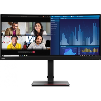 86.7cm/34 (3440x1440) Lenovo ThinkVision P34w-20 21:9 UWQHD IPS Curved 4ms 60Hz HDMI DP USB-C Speaker KVM Black