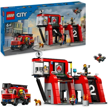 Preview: LEGO City Feuerwehrstation mit Drehleiterfahrzeug 60414