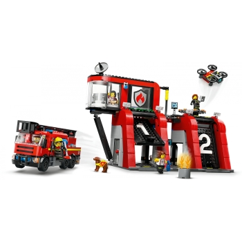 Preview: LEGO City Feuerwehrstation mit Drehleiterfahrzeug 60414