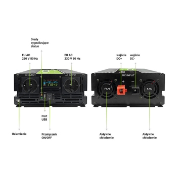 Preview: Green Cell KFZ Spannungswandler Power Inverter 12V > 230V 2000W/4000W Display