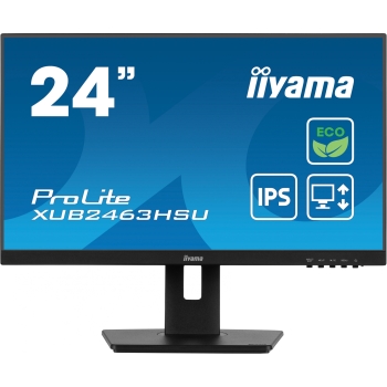 Preview: 60.5cm/24 (1920x1080) iiyama Prolite XUB2463HSU-B1 16:9 FHD IPS 100Hz 3ms HDMI DP USB LS Pivot Black