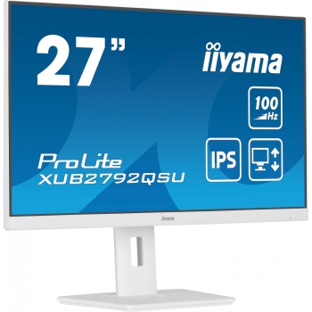 68.5cm/27 (2560x1440) iiyama Prolite XUB2792QSU-W6 16:9 WQHD IPS 100Hz 0.4ms HDMI DP USB Pivot White