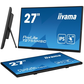 Preview: 68.6cm/27 (1920x1080) iiyama ProLite T2755MSC-B1 16:9 FHD IPS Touch 5ms 60Hz HDMI DP USB Speaker Black
