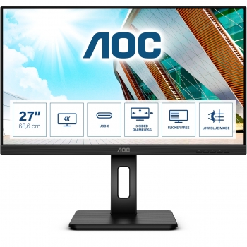 68,6cm/27 (3840x2160) AOC U27P2CA 16:9 4K IPS 4ms 60Hz HDMI DP USB-C Pivot Black