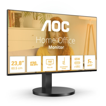 Preview: 61cm/24 (1920x1080) AOC Basic-line 24B3CF2 16:9 FHD IPS 1ms 100Hz HDMI USB-C Speaker Black