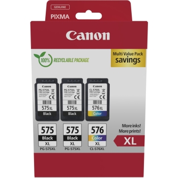 Preview: Canon Tinte PG-575XL/CL-576XL 5437C004 3er Multipack (2xBK/Color)