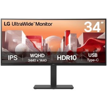 86.72cm/34 (3440x1440) LG 34BA75QE-B 21:9 WQHD IPS Curved 5ms 60Hz HDR10 HDMI DP USB-C Speaker