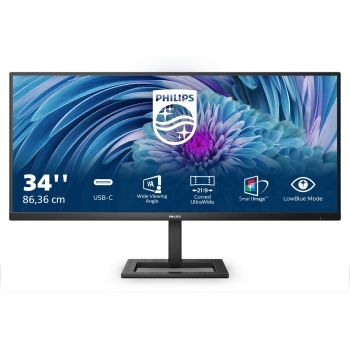 86.36cm/34 (3440x1440) Philips E Line 346E2LAE/00 21:9 WQHD VA 1ms 100Hz HDMI DP USB-C Speaker Black