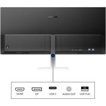 Preview: 86.36cm/34 (3440x1440) Philips E Line 346E2LAE/00 21:9 WQHD VA 1ms 100Hz HDMI DP USB-C Speaker Black