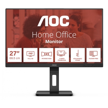 68.6cm/27 (1920x1080) AOC 27E3QAF 16:9 FHD IPS 4ms 75Hz HDMI VGA DP Speaker Pivot Black