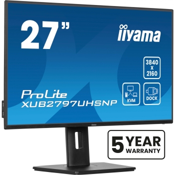 68.5cm/27 (3840x2160) iiyama ProLite XUB2797UHSNP-B1 16:9 4k UHD IPS 4ms 60Hz HDMI DP USB-C KVM Speaker Pivot Black