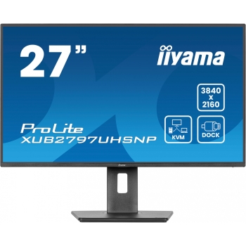 Preview: 68.5cm/27 (3840x2160) iiyama ProLite XUB2797UHSNP-B1 16:9 4k UHD IPS 4ms 60Hz HDMI DP USB-C KVM Speaker Pivot Black