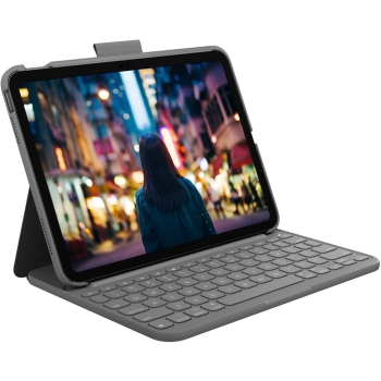 Logitech Slim Folio Bluetooth Tastatur und Schutzhülle iPad 10. Generation grey QWERTZ DE