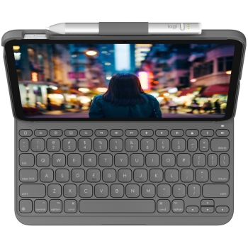 Preview: Logitech Slim Folio Bluetooth Tastatur und Schutzhülle iPad 10. Generation grey QWERTZ DE