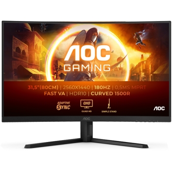 81.3cm/32 (2560x1440) AOC Gaming CQ32G4VE 16:9 QHD Curved FastVA 0.5ms 180Hz HDR10 HDMI DP Black