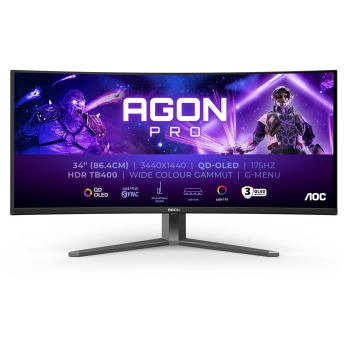 Preview: 86.36cm/34 (3440x1440) AOC AGON PRO AG346UCD OLED HDR400 TrueBlack 0.03ms 175Hz 2xHDMI DP Speaker DarkGrey