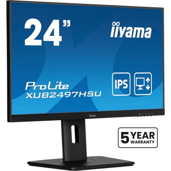 61cm/24 (1920x1080) iiyama ProLite XUB2497HSU-B2 16:9 FHD IPS 1ms 100Hz USB-Hub HDMI DP Speaker Pivot Black