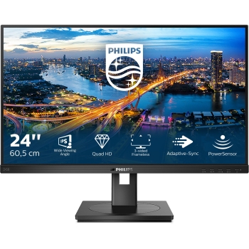 61cm/24 (2560x1440) Philips B Line 245B1 16:9 QHD IPS 4ms 75Hz HDMI DVI DP Speaker Pivot Black