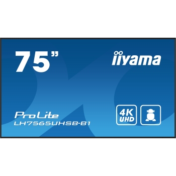 Preview: 190cm/75 (3840x2160) iiyama ProLite LH7565UHSB-B1 16:9 4K UHD IPS Touch 8ms 60Hz 24/7 2xHDMI DP LAN WIFI Speaker Black