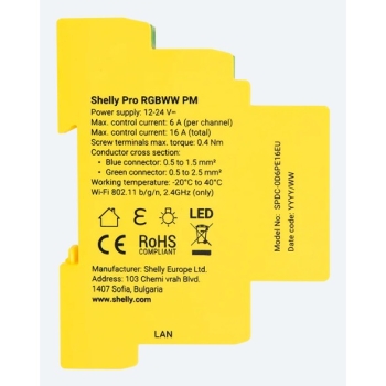 Preview: Shelly Relais Pro RGBWW PM WLAN LED Lichtcontroller LAN BT