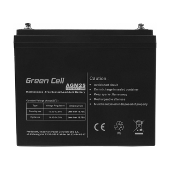 Preview: Green Cell AGM25 Plombierte Bleis�ure 75Ah 12V